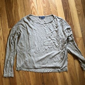 Vince. long sleeve camel color top with pocket